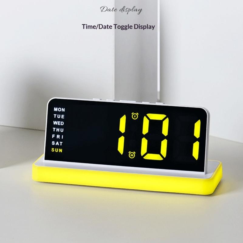 Night Light Digital Alarm Clock Electric Desk Clock with Snooze Date Loud Alarm Day of Week for Living Room Bedroom