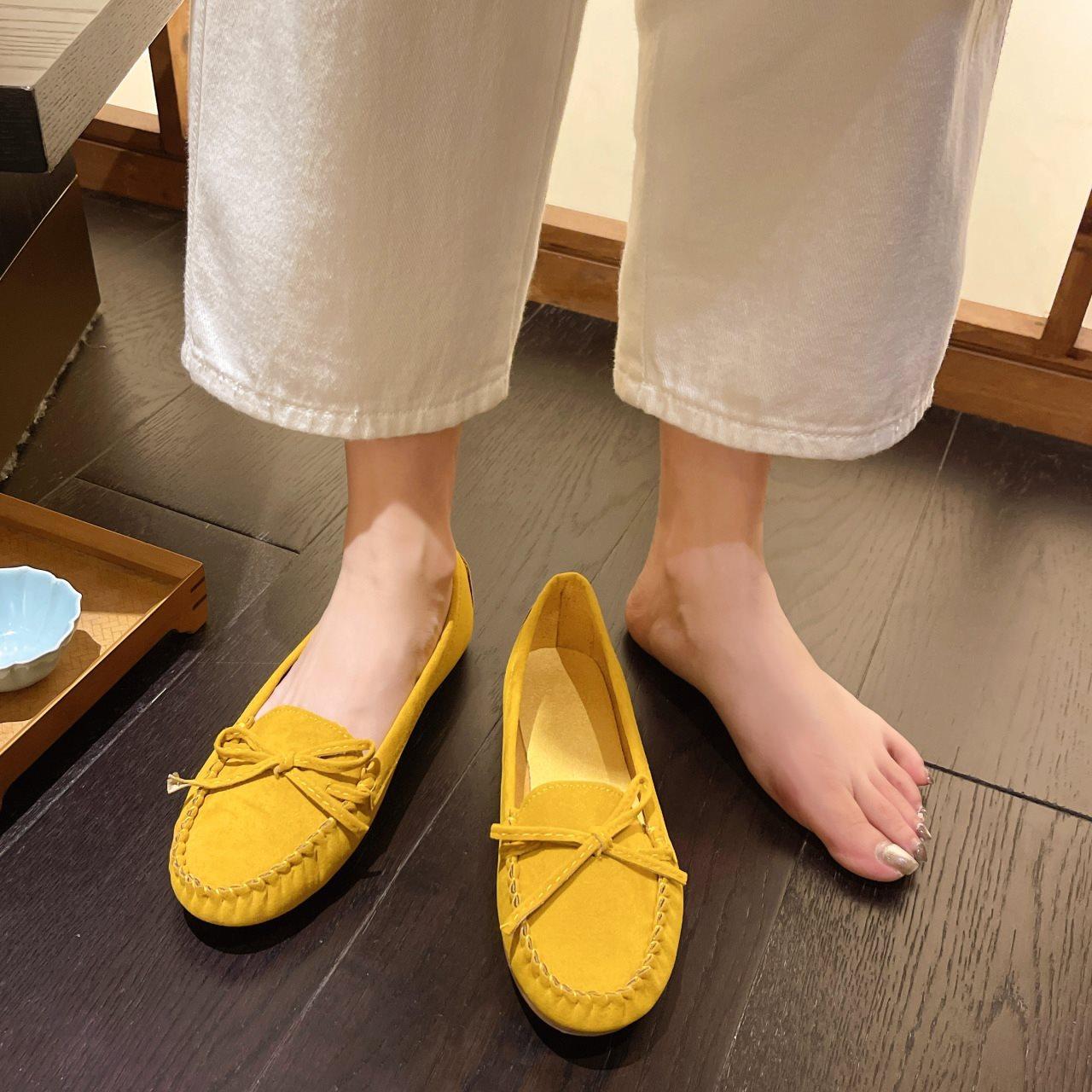 

Doudou shoes flat bottom spring and autumn new casual versatile 2025 bow lazy shallow mouth single shoes women s one pedal 43
