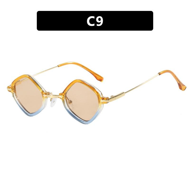 Unpolarisiert Neue Vintage Rhombus Punk Hip Hop Sonnenbrille Damen Koreanisch Quadratisch Kleiner Rahmen Metall Klein Persönlichkeit Verlauf Sonnenbrille Shades