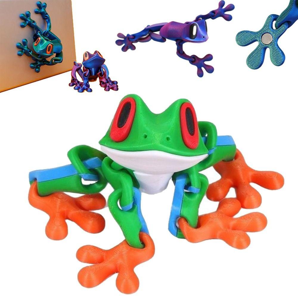 Realistic Magnetic Frog Toy Stress Relief Toys Jointed Jumping Frogs Model 3D Printed Magnet Frog