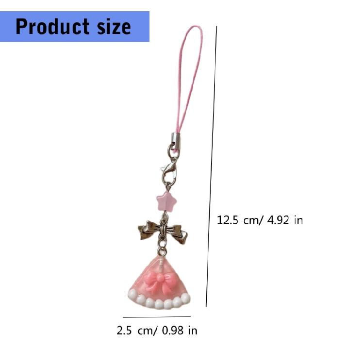 Youthful Bowknot Cake Phone Pendant Elegant Bowknot and Cake Smartphone Chain Unique Phone Charm Bag Hanging Decors