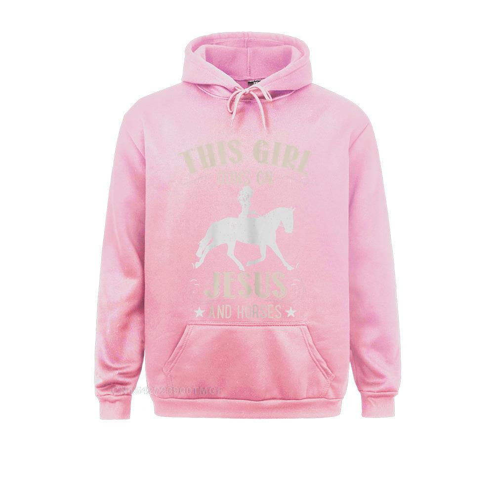 Fitted Women's Sweatshirts This Girl Runs On Jesus And Horses Hoodie For Religious God Hoodies Long Sleeve Hoods Slim Fit