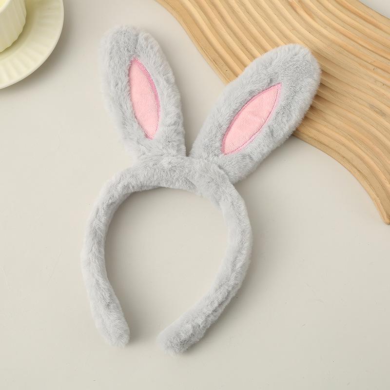 Discounted Korean Plush Rabbit Ear Headband for Face Washing & Hair Styling - Cute Cartoon Design