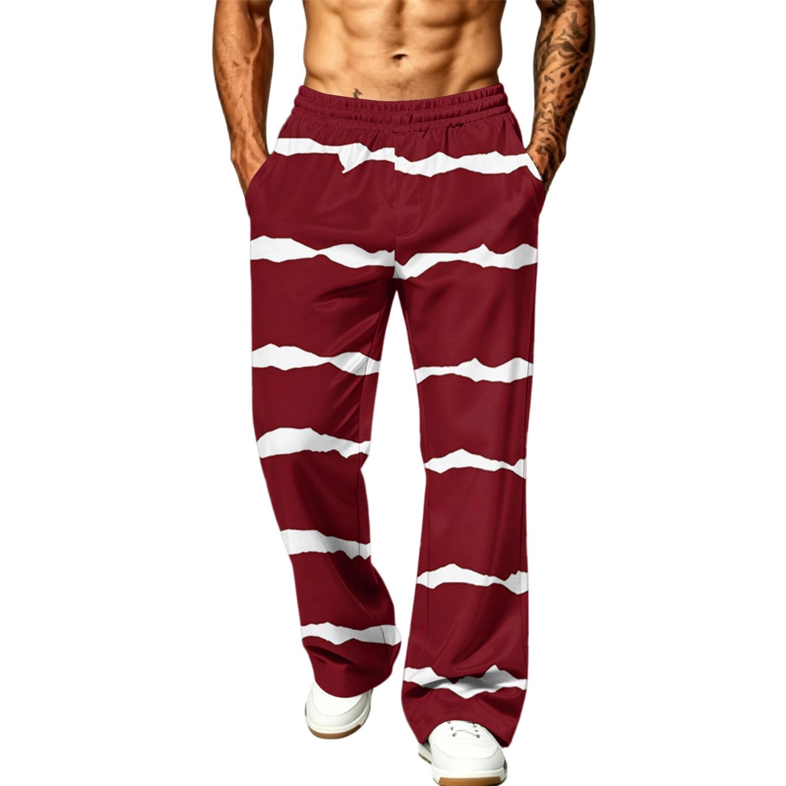 Men s Loose Fit Wide Leg Pants with Pockets for Casual Athletic Wear L