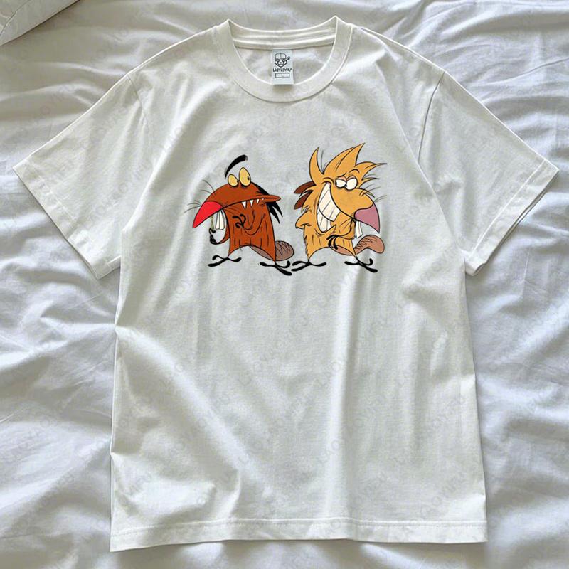 The Angry Beavers Shirt 90s Nostalgic Cartoon Tv Show T-Shirt Daggett and Norbert Graphic Tee Men Woman Cotton Short-sleeve Tops