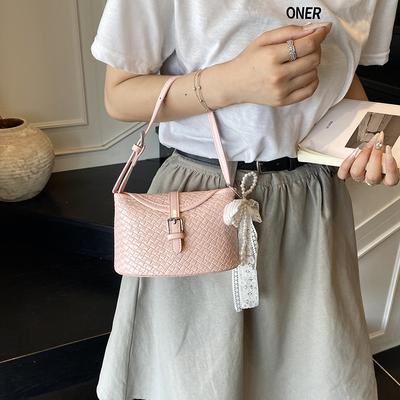 Foreign Trade New Fashion Woven Lattice Design Large-capacity Women's Bags Single Shoulder Simple and Versatile Commuter Bucket Bags Women