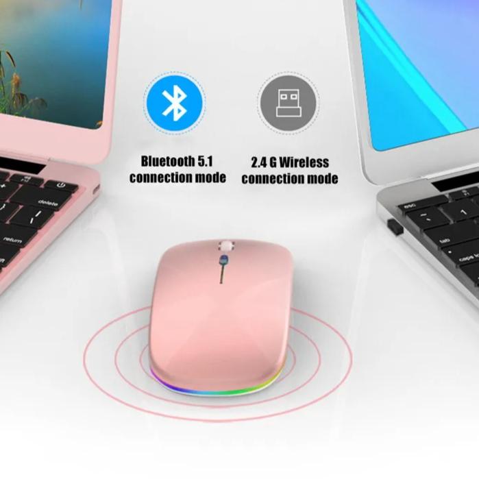 Wireless Mouse Rechargeable Silent LED Backlit Mice PC Laptop Computer Mous 2.4Ghz Receiver Bluetooth Dual Mode Optical Mice