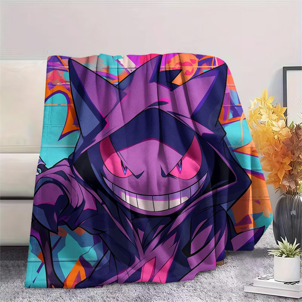Gengar  Print Flannel Blanket, High Quality Comfortable for All Seasons, Home Decor, Warmth and Comfort