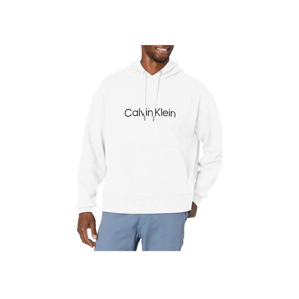 Calvin Klein Solid Logo Embroidered Hoodie Men hoodies White 40CM271-540