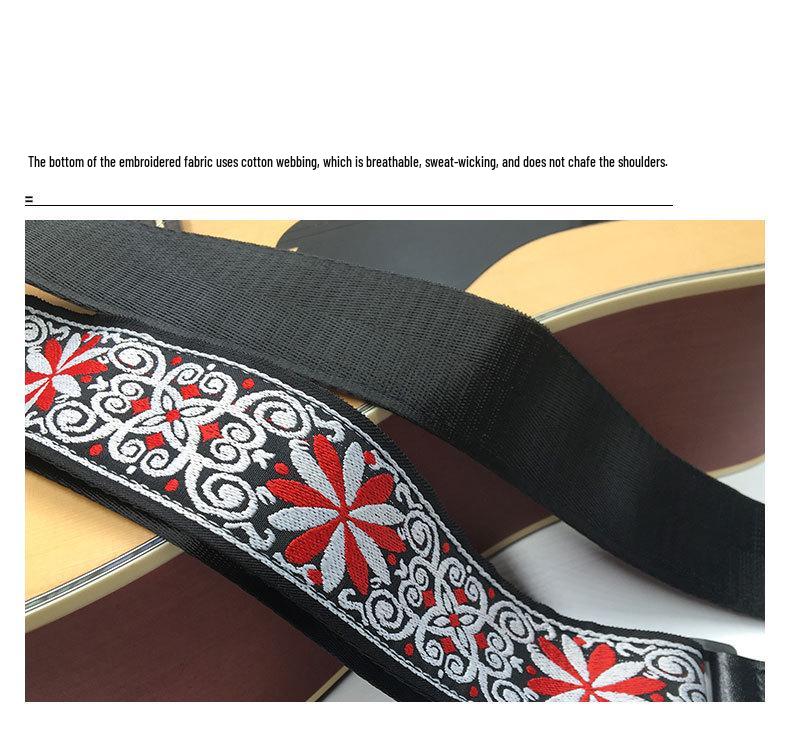 Folk Style Canvas Guitar Strap for Electric, Acoustic, and Bass Guitars - Ethnic Design Shoulder Strap