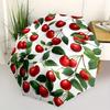 1pc Cherry Pattern Automatic Open/close, Heavy-Duty Iron Frame & 8-Rib structure, Compact Folding Umbrella for Women/Men, All-Season Travel, Halloween