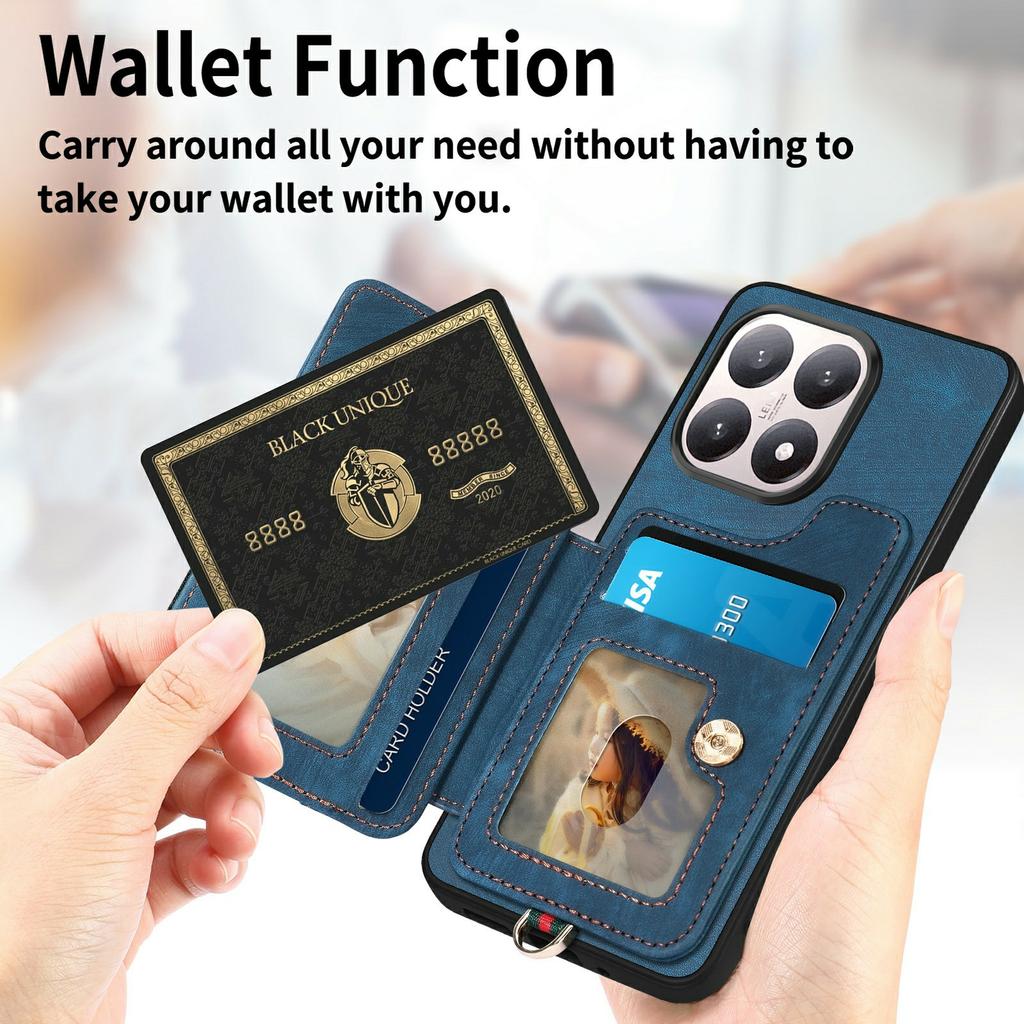 For Xiaomi 15T Retro PU Leather Case Phone Cover with RFID Blocking Card Holder/Ring Holder