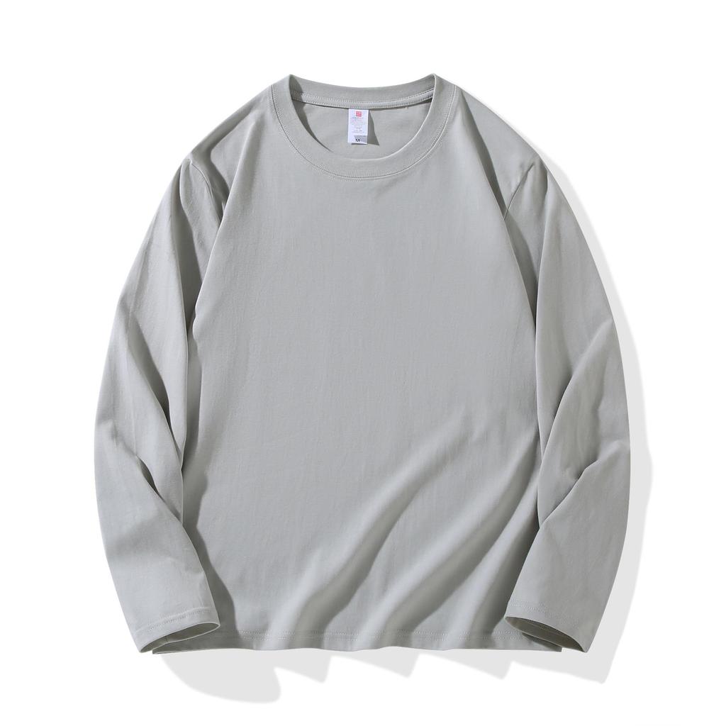 220g Heavyweight Pure Cotton Unisex Long Sleeve T-shirt - Loose Fit Solid Color Casual Sweatshirt
