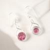 Echte Rosa Turmalin 925 Sterlingsilber Ohrringe, Böhmischer Schmuck 1,68" CE-15-16