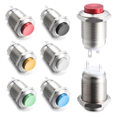 Multicolor Ring Waterproof Push Button Switch Metal Momentary 12mm