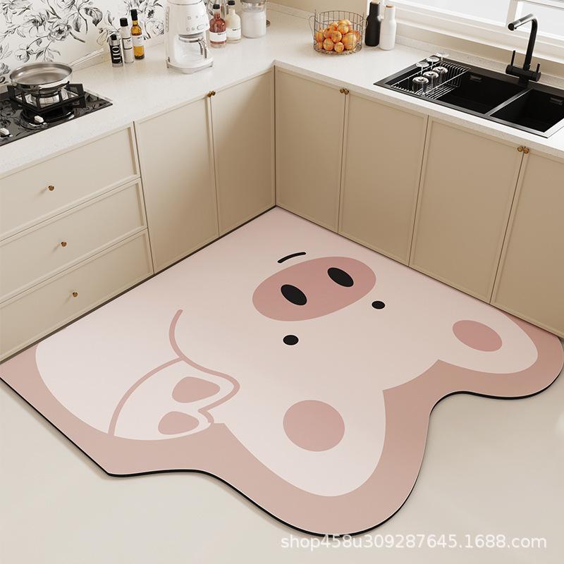 

Slip-resistant Toilet Oil-proof Cartoon Moisture-wicking Mat Washroom Door Entry Cushion Diatom Mud Durable Durable 60x60cm