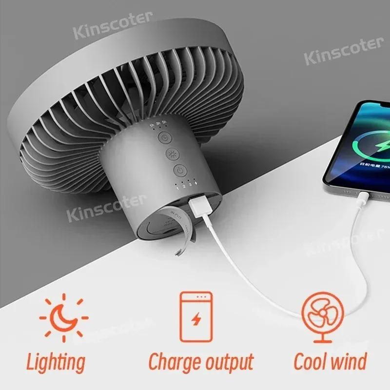 10000mAh 4000mAh Camping Fan Rechargeable Desktop Portable  Wireless Ceiling Electric Fan with Power Bank LED Lighting
