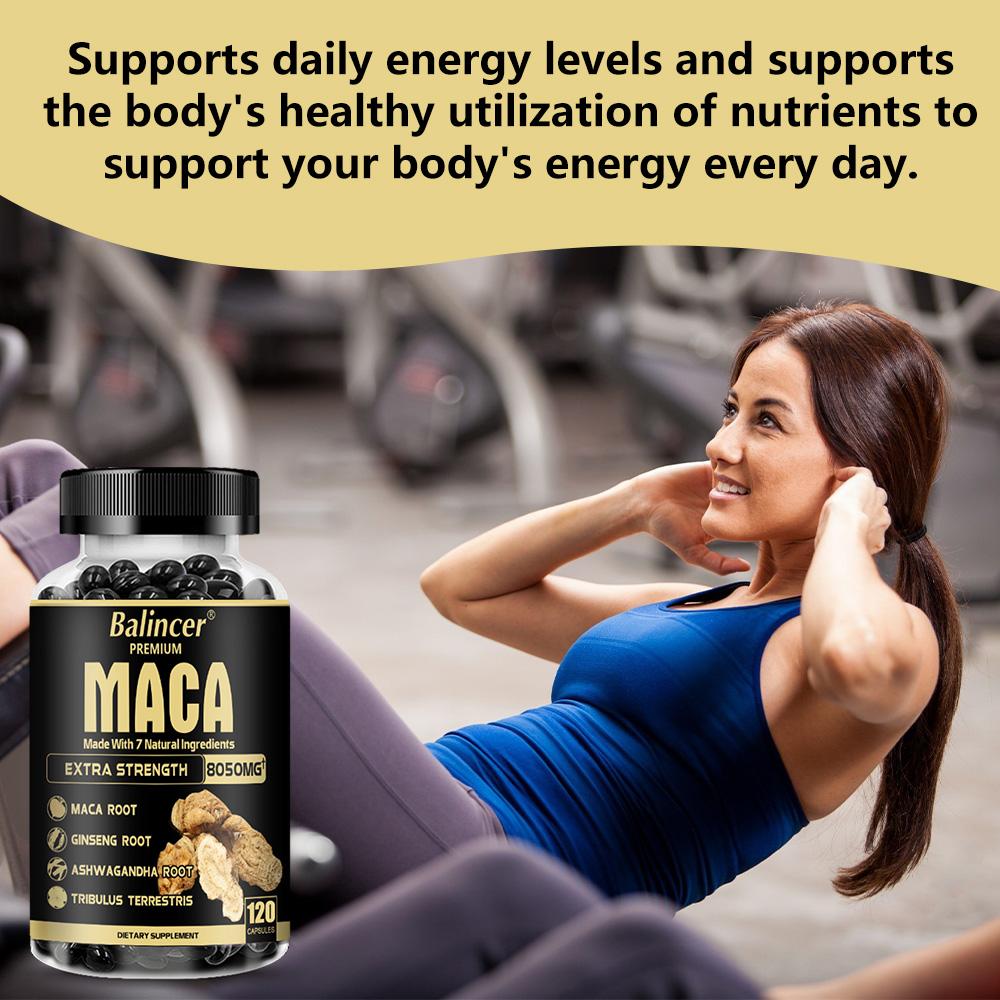 Maca Wortelextract Voedingssupplement, Met Zwarte Peper Extract, 120 Softgels Per Fles