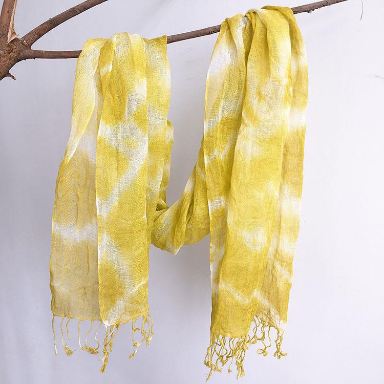 Retro Tie-Dye, Personalized Versatile Literary Shawl, Long Sun-Resistant Silk Scarf Women'S Summer Linen Scarf