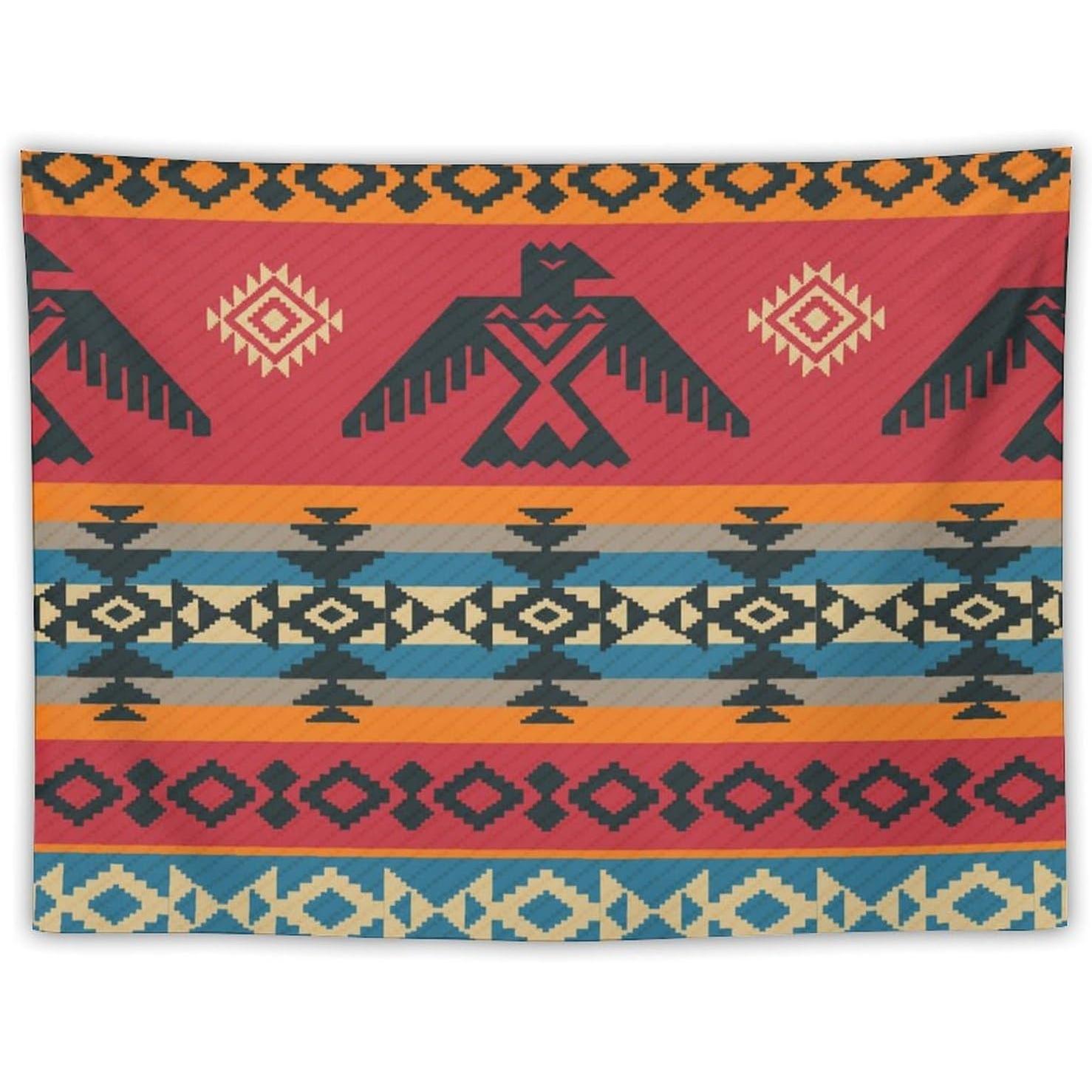 Vintage Ethnic Tribal Geometric Native American Tapestry 75x100
