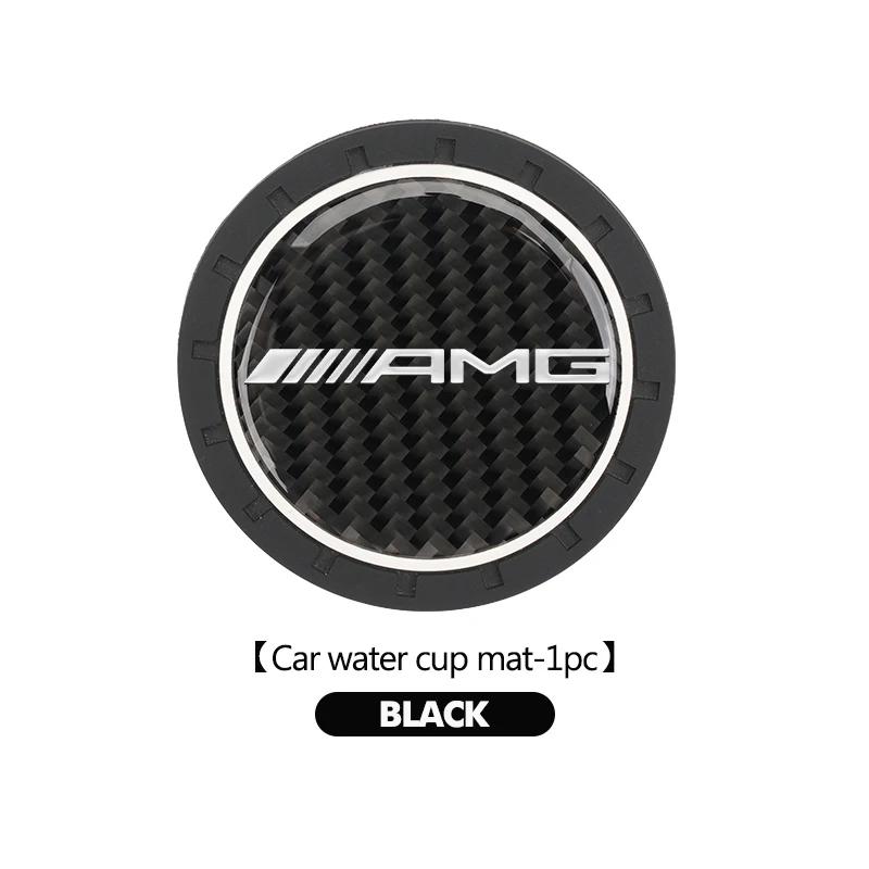 XDFMN1 Hot 2026 New For Benz Carbon Fiber Car Water Cup Non-slip Pad Accessories For Mercedes Benz AMG A B C E S G Class A180 CLK CLA G