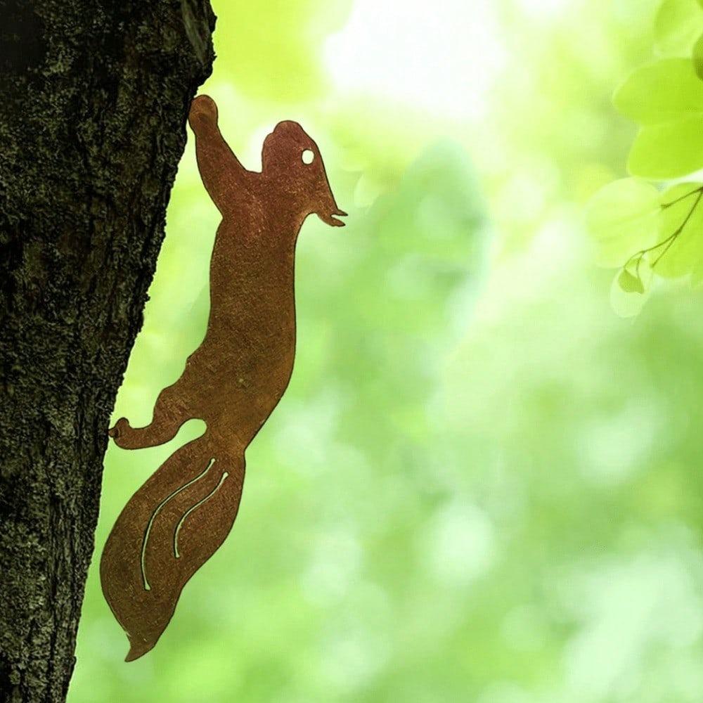 Metal Squirrel Garden Stake, Rustic Iron Animal Silhouette for Outdoor Yard Patio Decor, Vintage Wildlife Lawn Art