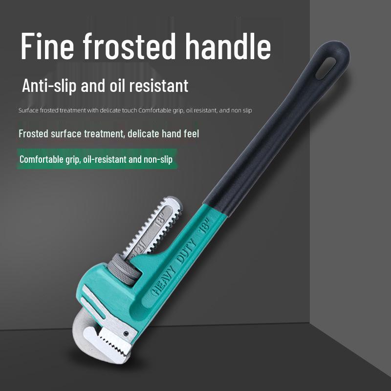 Heavy-Duty Double-Jaw Pipe Wrench with Plastic-Dipped Handle for Mechanical Repair 8-inch wrench