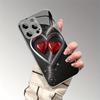 Cute Love Heart Print Tempered Glass Electroplated Phone Case For iPhone 17 16 15 14 13 12 11 Pro Max 14 Plus 16E 17 Air Cover