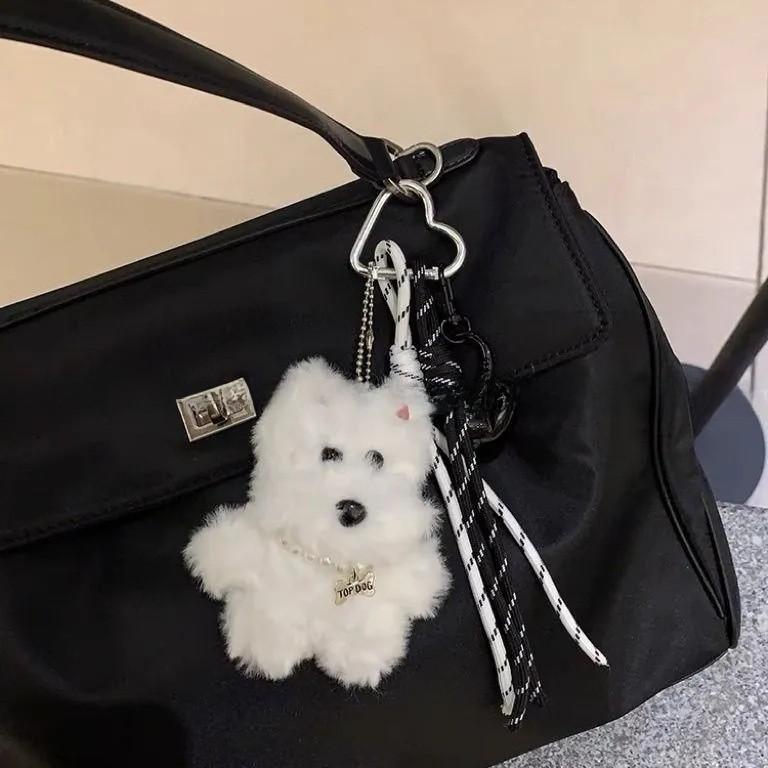 Plush West Highland Terrier Keychain With Creative Animal Design For Gifts And Accessories