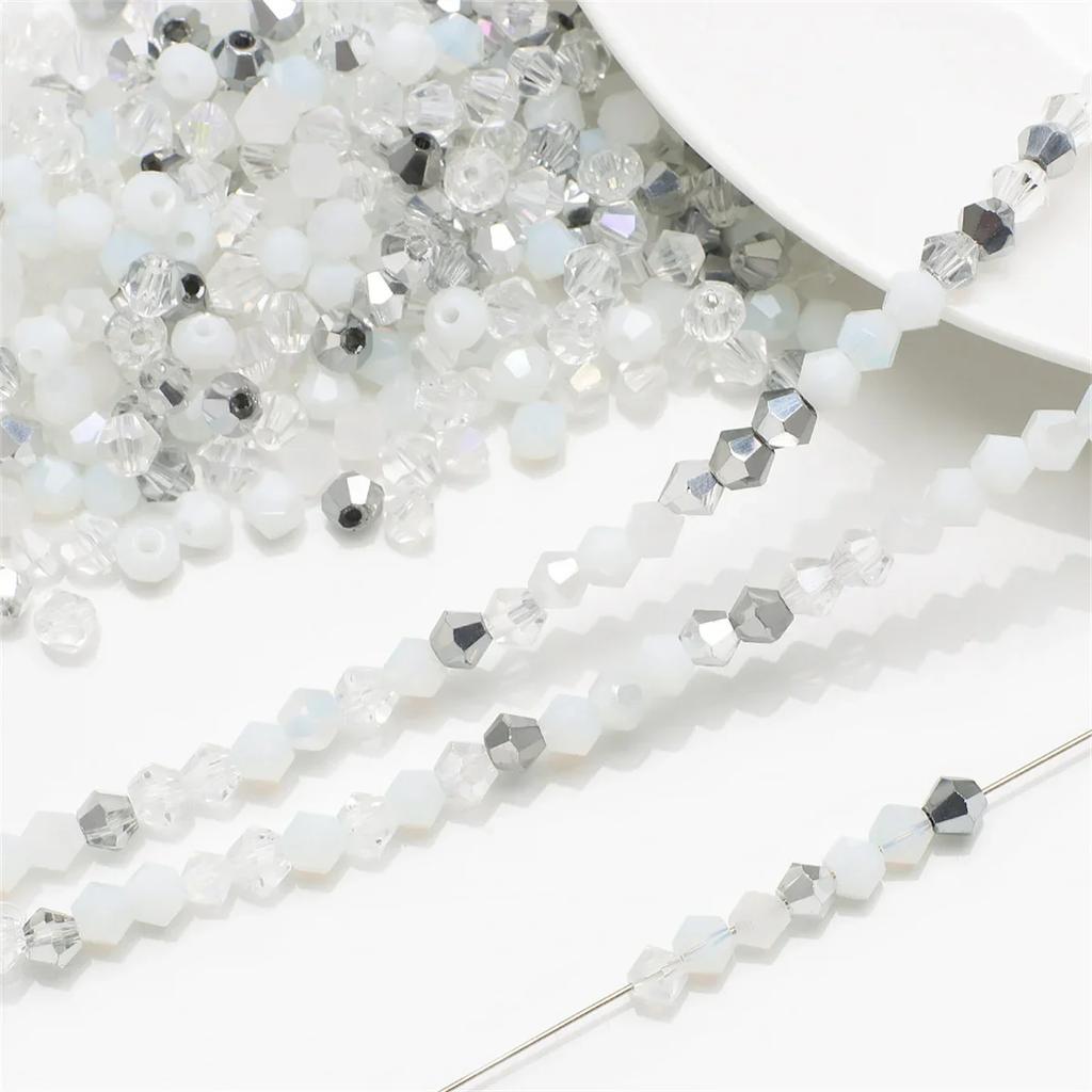 TX20 4mm 200pcs Series Irregular Color Series Faceted Glass Bead Handmade Bicone Beads Making Shiny DIY Bracelet Charm Necklace