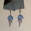 Cute Blue Jellyfish Ocean Pendant Earrings For Women Girls Unique Aesthetic Charm 2000s Harajuku EMO Vintage Jewelry Accessories