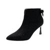 Flat Boots For Women Toe Bowknot Sequined Fabric Fashion Boots Pointed Toe Stiletto High Heel Short Boots For Zapatos De Mujer