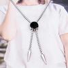 Stainless Steel Bolo Necklace With Hexagonal Pendant Detail For Lightweight Comfort In Casual And Business Settings