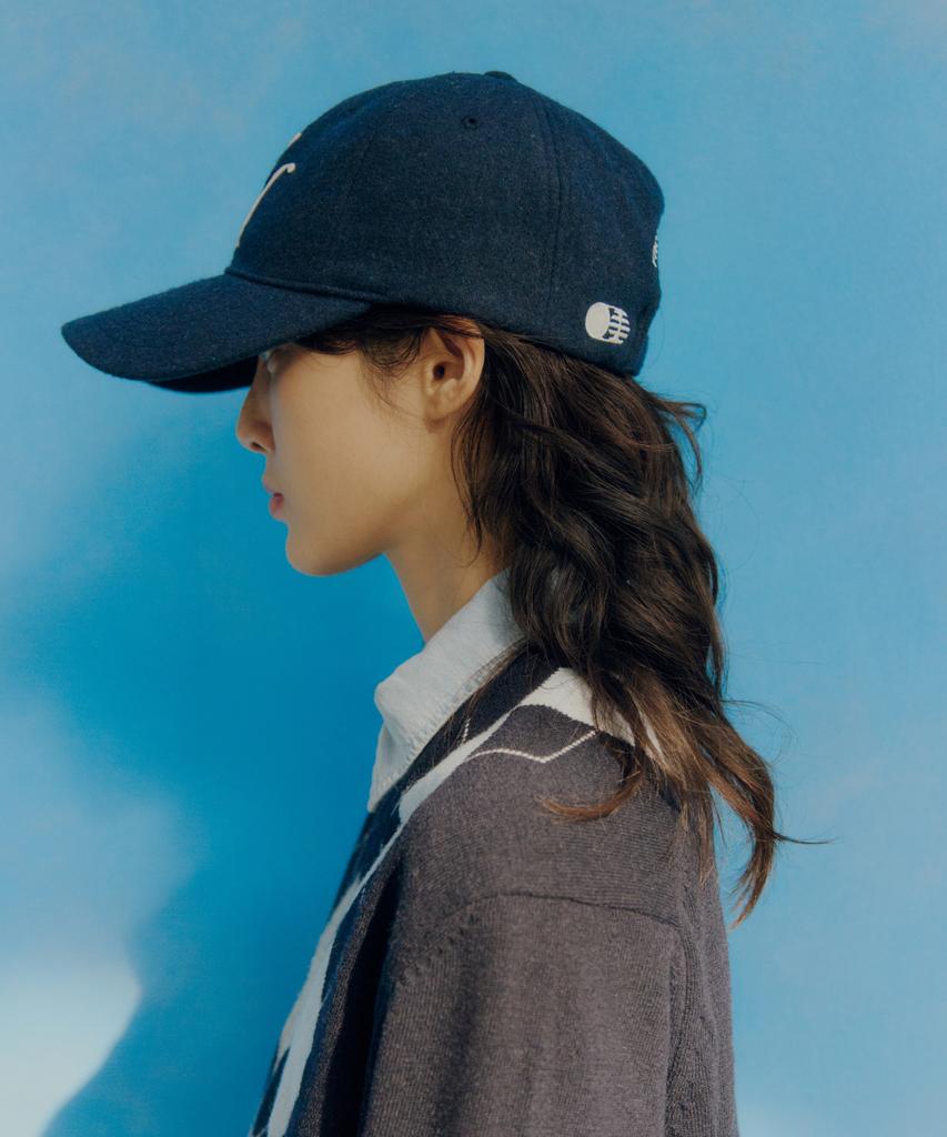 Teulaepighamoni Wool Blend Th Applique Logo Deep-Fit Ballcap_Navy