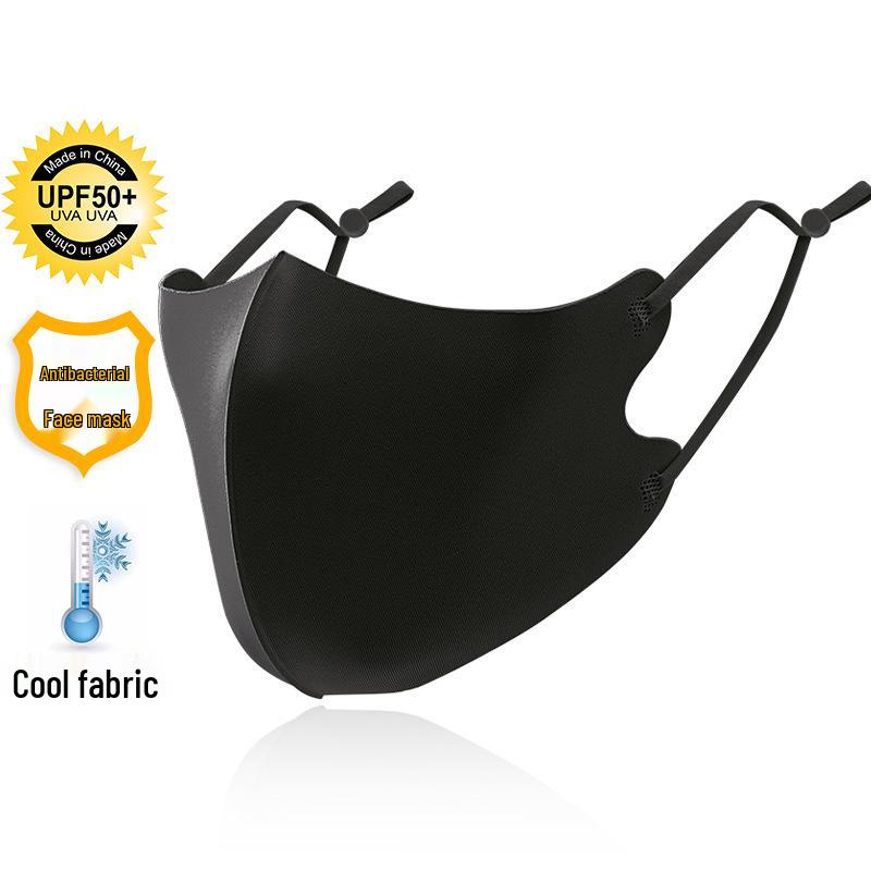 Ice Silk Breathable Sunscreen Mask with Logo - Solid Color, Ear Loop Design