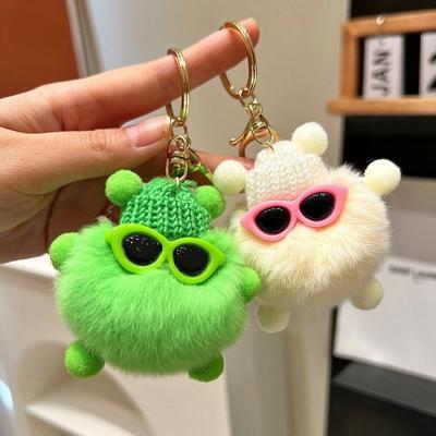 Plush Keychain Elf Rabbit Hair Pendant Imitation Plush Pendant Coal Ball Colorful Cute Creative Bag Pendant