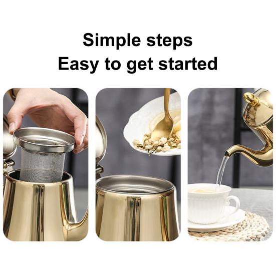 Ceainic din Oțel Inoxidabil Multifuncțional de Calitate Alimentară, Rezistent la Rugină, Ceainic pentru Cafea cu Sită de Ceai din Plasă pentru Acasă