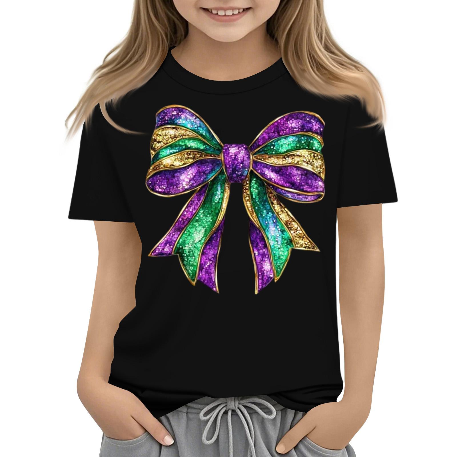 

Children s casual carnival print T-shirt, round neck pullover short-sleeve top 160 чорний