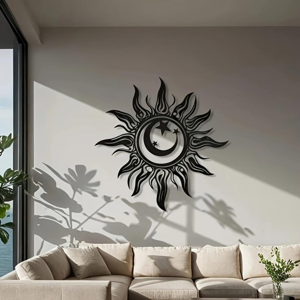 Large Sun Moon Star Metal Wall Art 39.88 cm Home Garden Decor Easy Hang