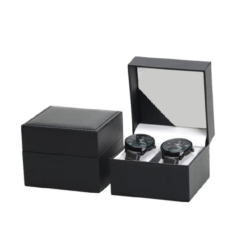 PU Leather Matching Watch Box Jewelry Container Holder For Couple With 2 Compartment for Necklace Bracelet Storage