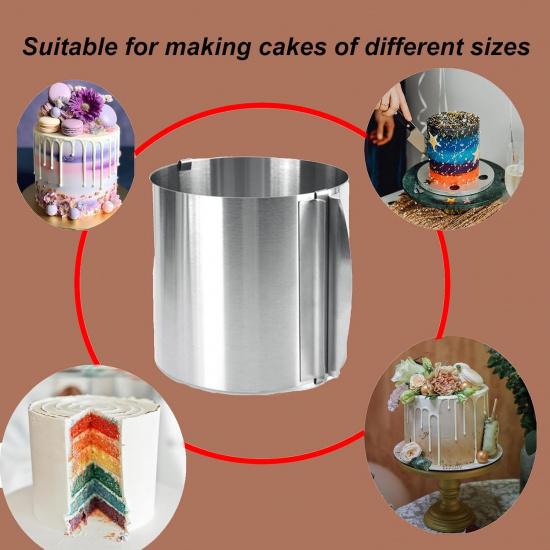 Cake Mold High 5.9 Inch- Cake Ring Adjustable Round Diameter 6 to 12 Inch - Stable Stainless Steel Adjustable Baking Rings Bakeware Tool with Precise