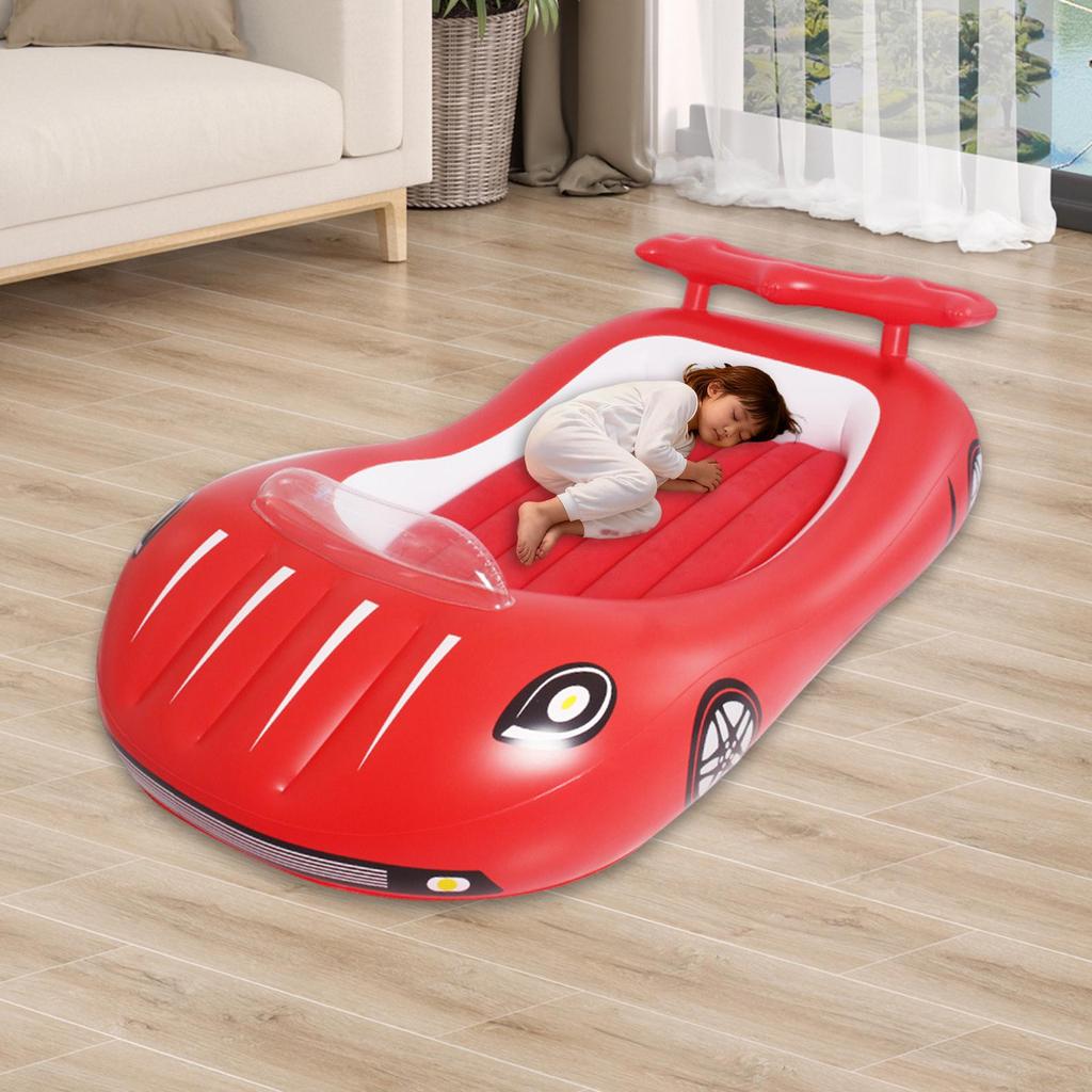 Car Shaped Kids Inflatable Bed, Comfortable Toddler Air Mattress, Vacation Home Sleeping Pad