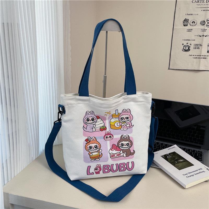 Large Capacity Cartoon Canvas Shoulder Tote for Women