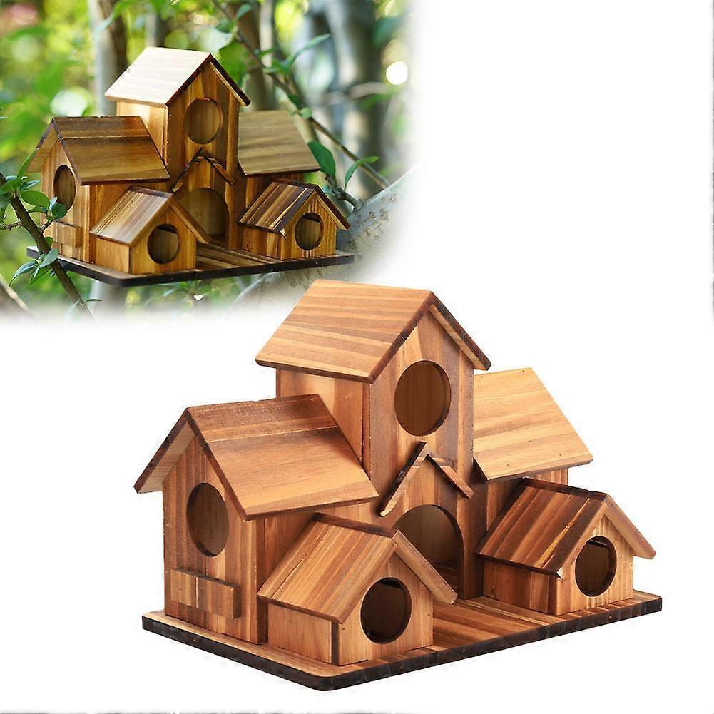 Wooden Outdoor Parrot Hummingbird Birdhouse Garden Cottage Solid Hanging Feeder Wooden Ornament