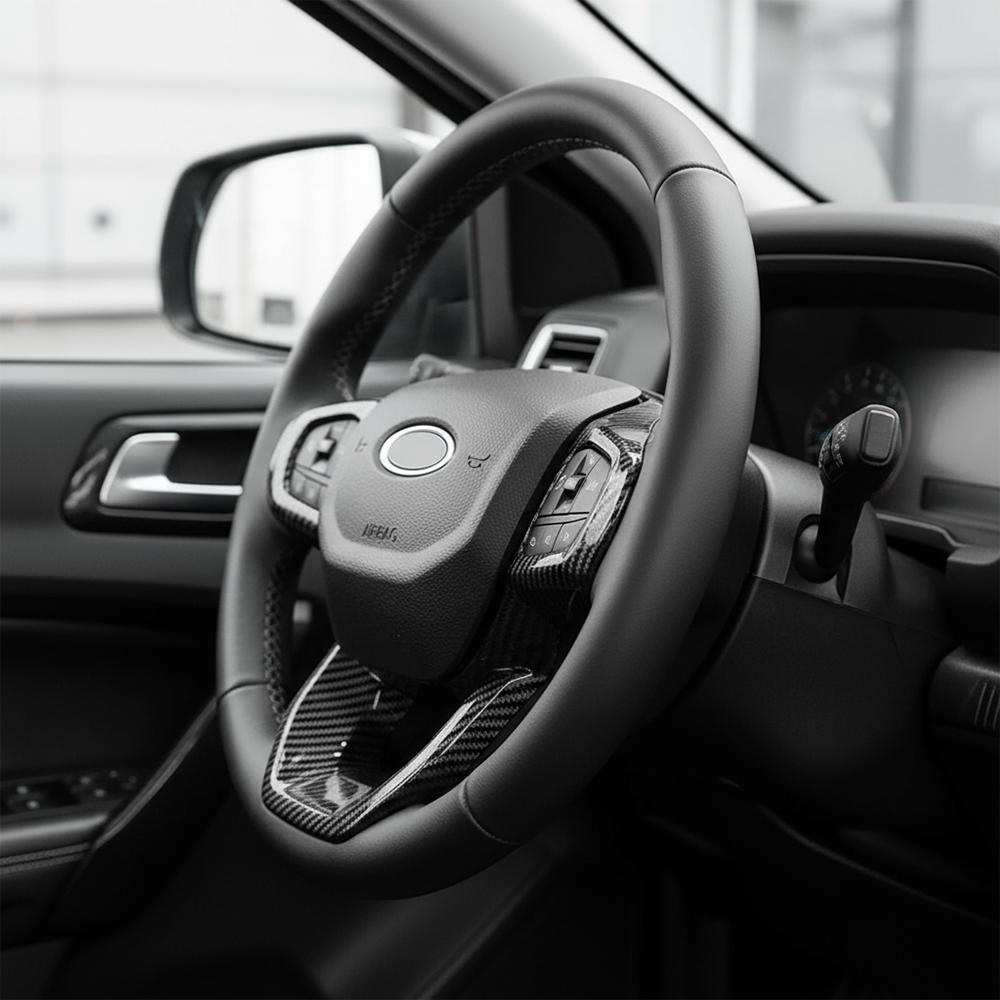 Imitation Carbon Fiber Steering Wheel Trim for Ford Everest Ranger XL XLT XLS Sport Lariat Wildtrak 2023-2025 Car Stickers