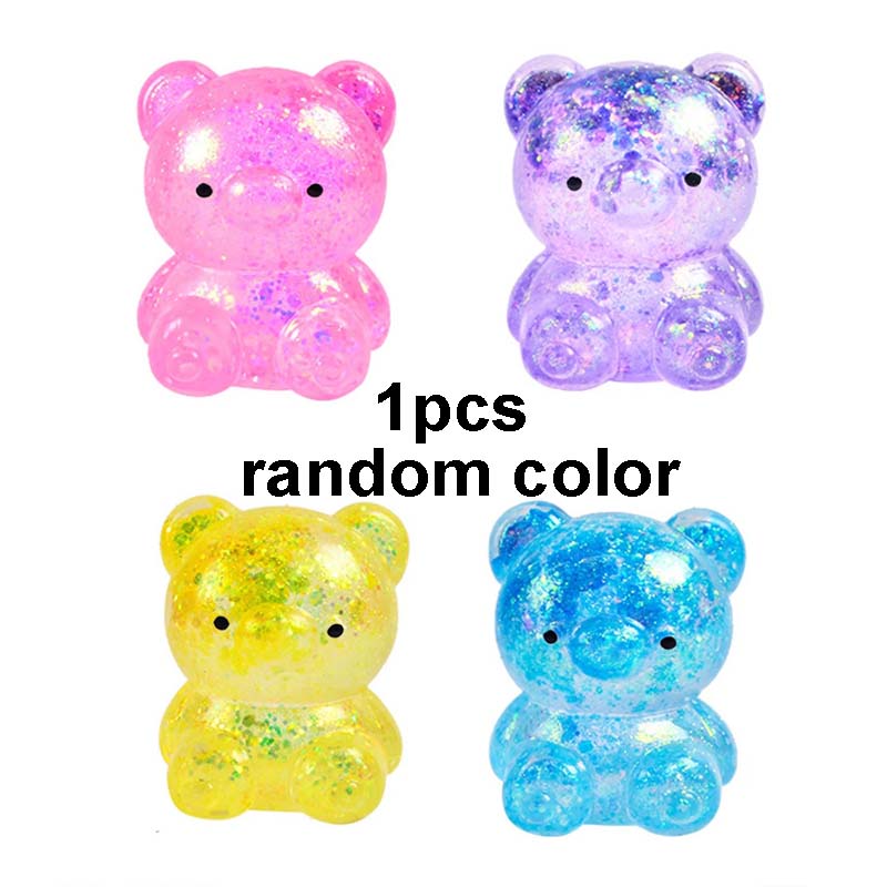 Juguetes Blandos Oso con Purpurina Suave de Elevación Lenta Juguetes para Apretar Fidget para Adultos Lindo Oso para el Estrés Ansiedad