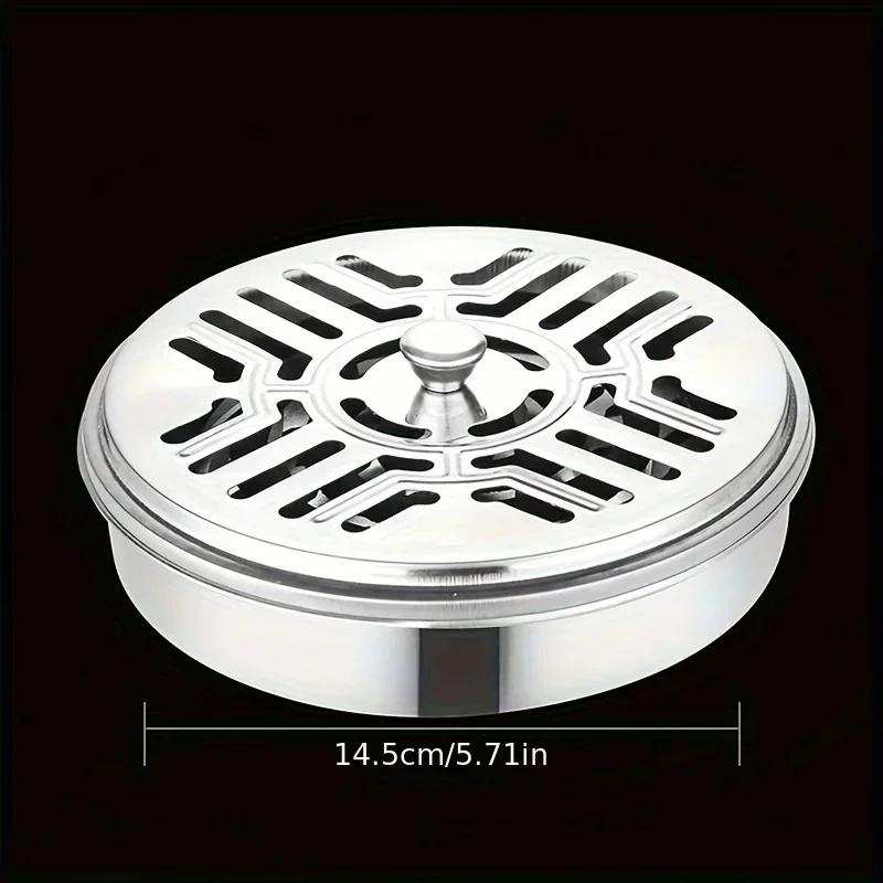New 1pc Stainless Steel Mosquito Coil Box Cover Mosquito Coil Tray Large Ash Tray Outdoor Portable Mosquito Coil Holder