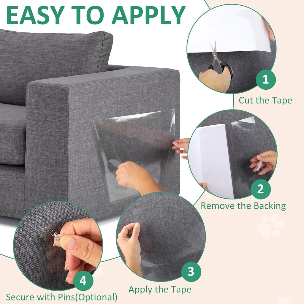 Anti-Cat Scratch Furniture Protector - 10 Pack Couch Protectors from Cats Claws, Clear Cover Protection from Cat Scratching on Your Sofa, Furniture,