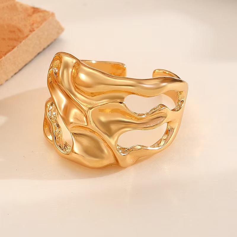 Hot-Selling Luxury Open Ring: High-End Minimalist Wide Band Alloy Index Finger Ring In European & American Style