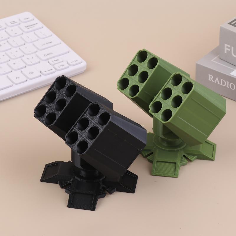 1Pc Plastic Missile Shaped Pen Holder Creative Anti-aircraft Missile Launcher Pen Stand Desktop Organizer Home Office Decoration